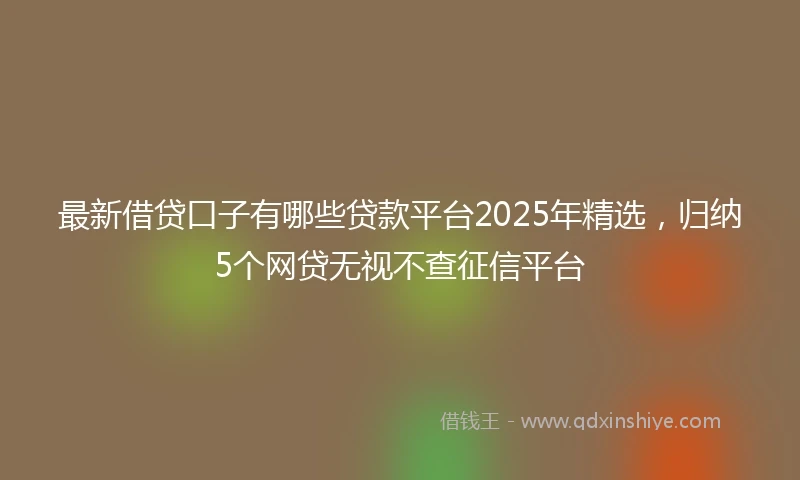 最新借贷口子有哪些贷款平台2025年精选，归纳5个网贷无视不查征信平台
