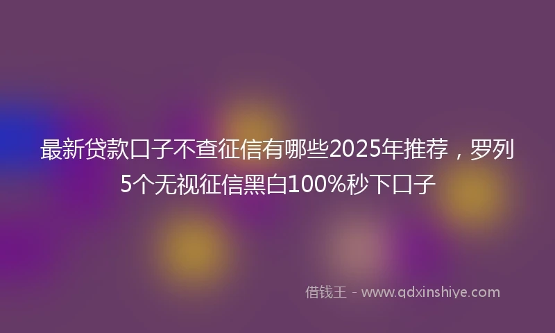 最新贷款口子不查征信有哪些2025年推荐,罗列5个无视征信黑白100%秒下口子