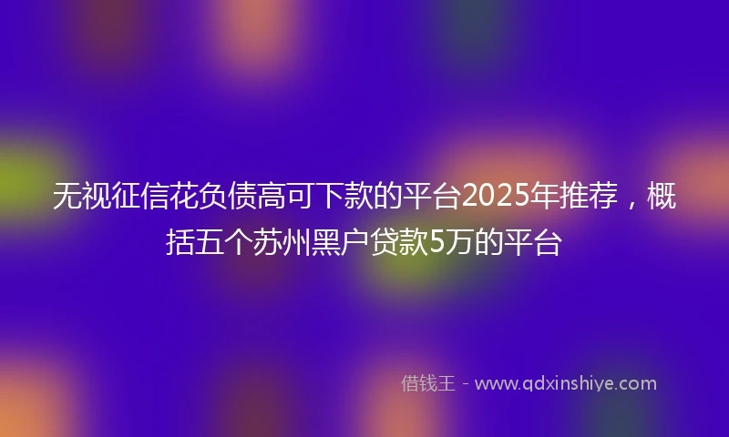无视征信花负债高可下款的平台2025年推荐，概括五个苏州黑户贷款5万的平台