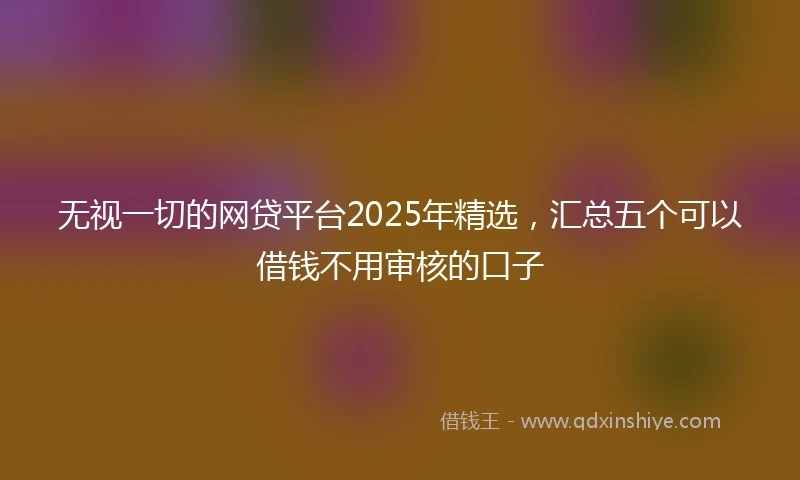 无视一切的网贷平台2025年精选，汇总五个可以借钱不用审核的口子