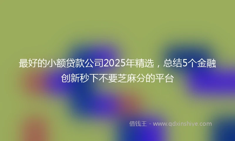 最好的小额贷款公司2025年精选，总结5个金融创新秒下不要芝麻分的平台