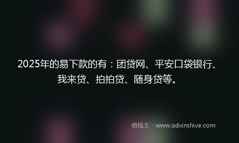 2025年的易下款的有：团贷网、平安口袋银行、我来贷、拍拍贷、随身贷等。