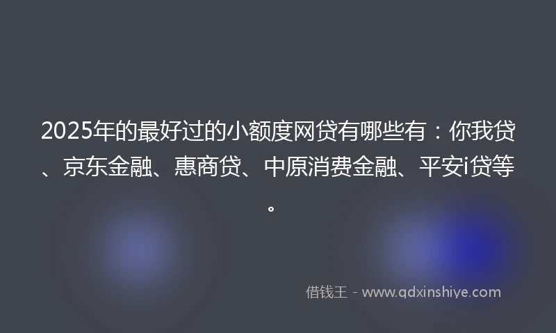 2025年的最好过的小额度网贷有哪些有：你我贷、京东金融、惠商贷、中原消费金融、平安i贷等。