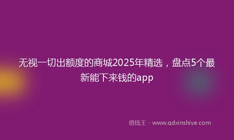 无视一切出额度的商城2025年精选,盘点5个最新能下来钱的app