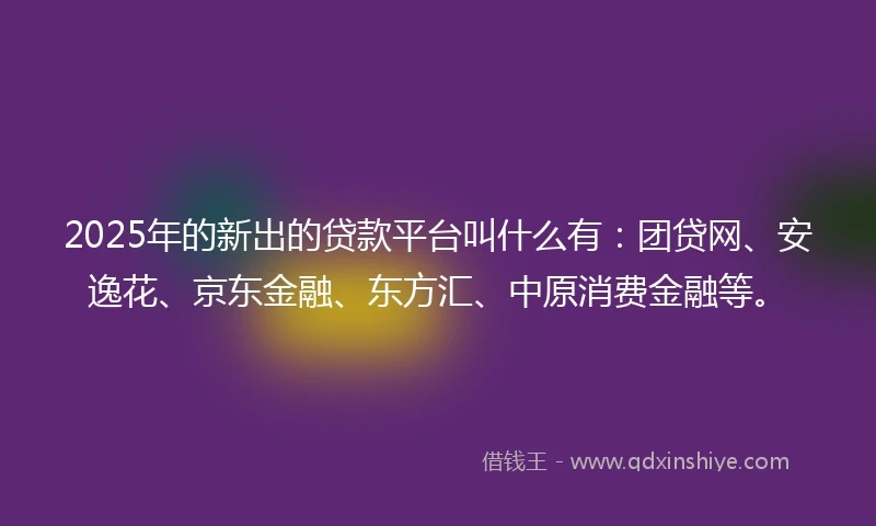 2025年的新出的贷款平台叫什么有：团贷网、安逸花、京东金融、东方汇、中原消费金融等。