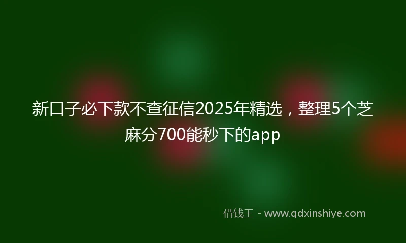 新口子必下款不查征信2025年精选，整理5个芝麻分700能秒下的app