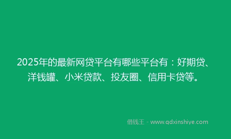 2025年的最新网贷平台有哪些平台有：好期贷、洋钱罐、小米贷款、投友圈、信用卡贷等。