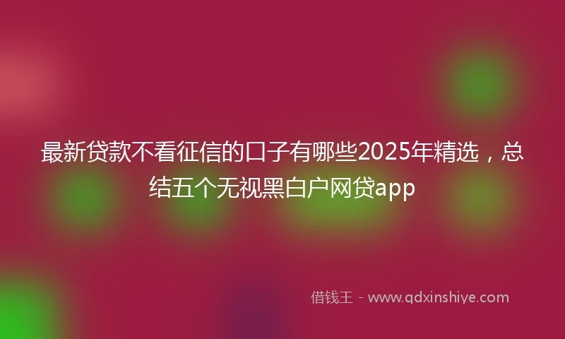 最新贷款不看征信的口子有哪些2025年精选，总结五个无视黑白户网贷app