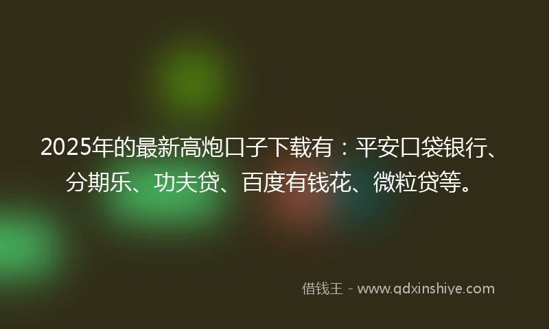2025年的最新高炮口子下载有：平安口袋银行、分期乐、功夫贷、百度有钱花、微粒贷等。