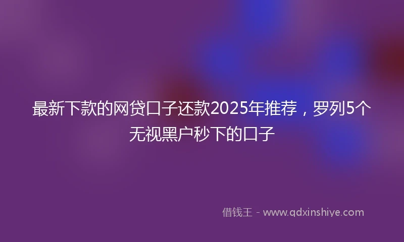 最新下款的网贷口子还款2025年推荐，罗列5个无视黑户秒下的口子