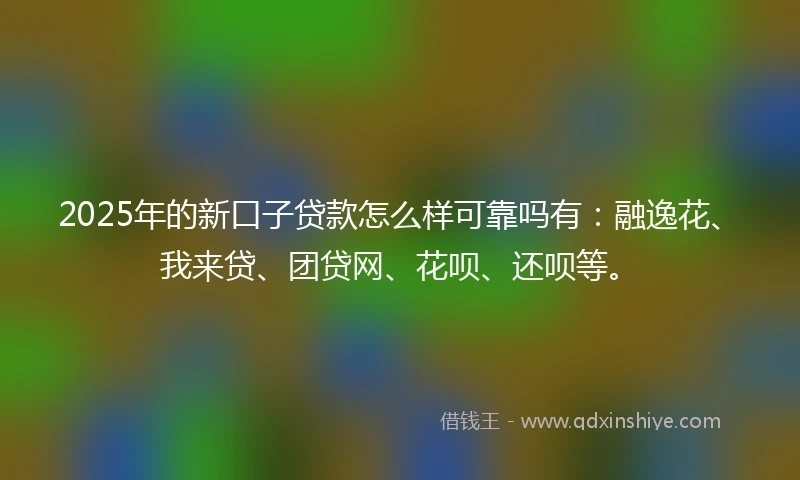 2025年的新口子贷款怎么样可靠吗有：融逸花、我来贷、团贷网、花呗、还呗等。