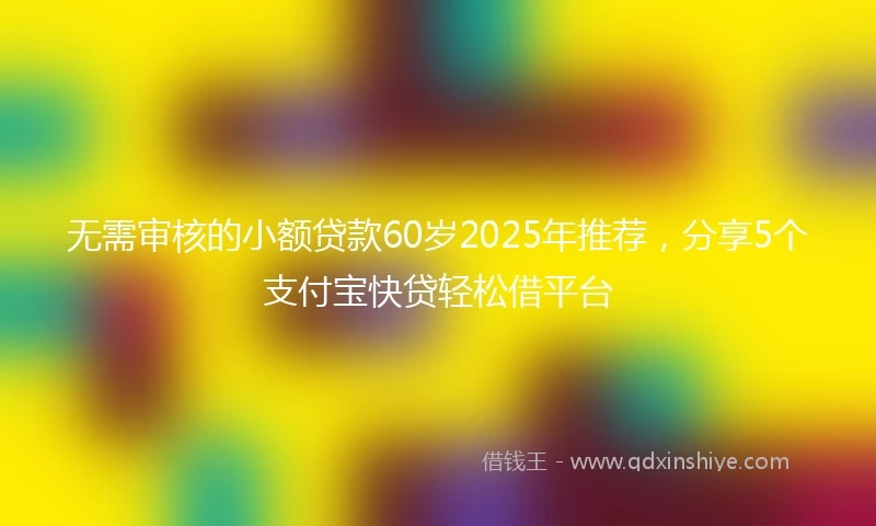 无需审核的小额贷款60岁2025年推荐，分享5个支付宝快贷轻松借平台
