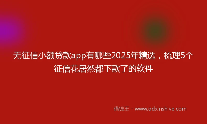 无征信小额贷款app有哪些2025年精选，梳理5个征信花居然都下款了的软件