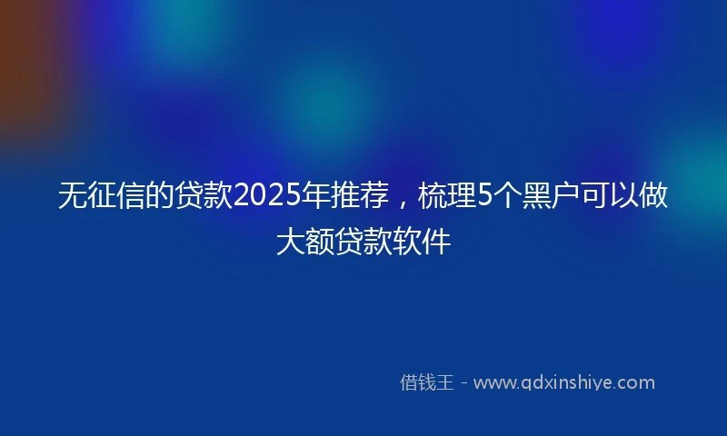 无征信的贷款2025年推荐，梳理5个黑户可以做大额贷款软件