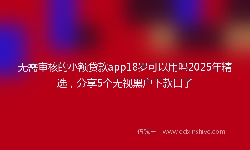 无需审核的小额贷款app18岁可以用吗2025年精选，分享5个无视黑户下款口子