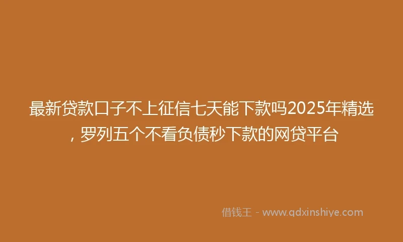 最新贷款口子不上征信七天能下款吗2025年精选，罗列五个不看负债秒下款的网贷平台