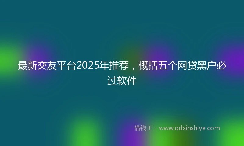 最新交友平台2025年推荐，概括五个网贷黑户必过软件