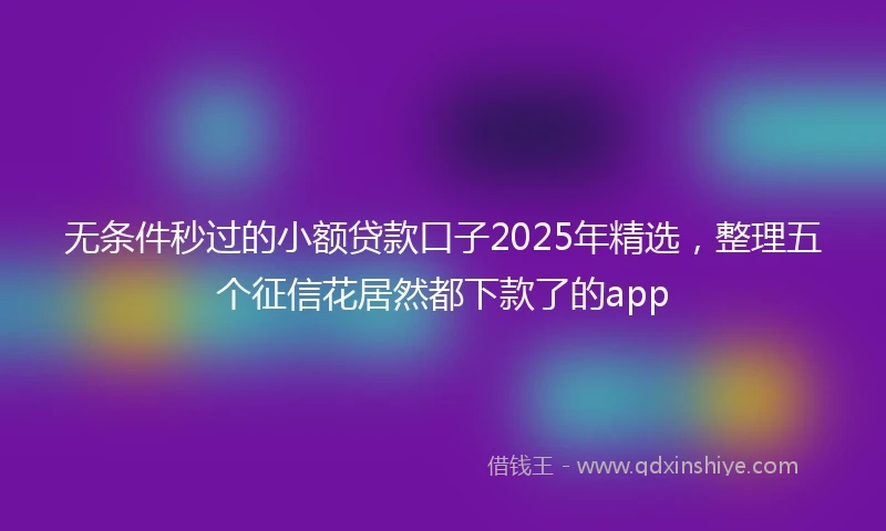 无条件秒过的小额贷款口子2025年精选，整理五个征信花居然都下款了的app