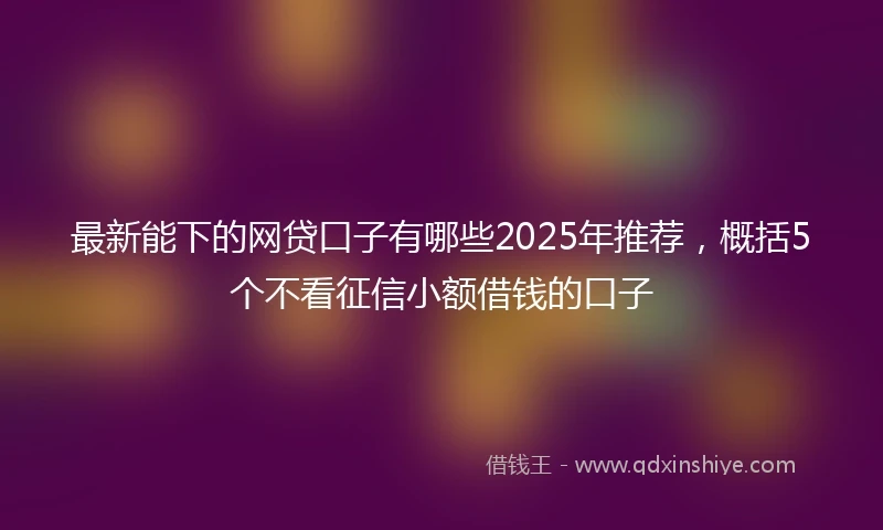 最新能下的网贷口子有哪些2025年推荐，概括5个不看征信小额借钱的口子
