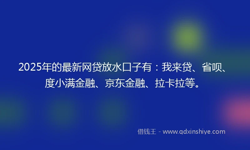2025年的最新网贷放水口子有：我来贷、省呗、度小满金融、京东金融、拉卡拉等。