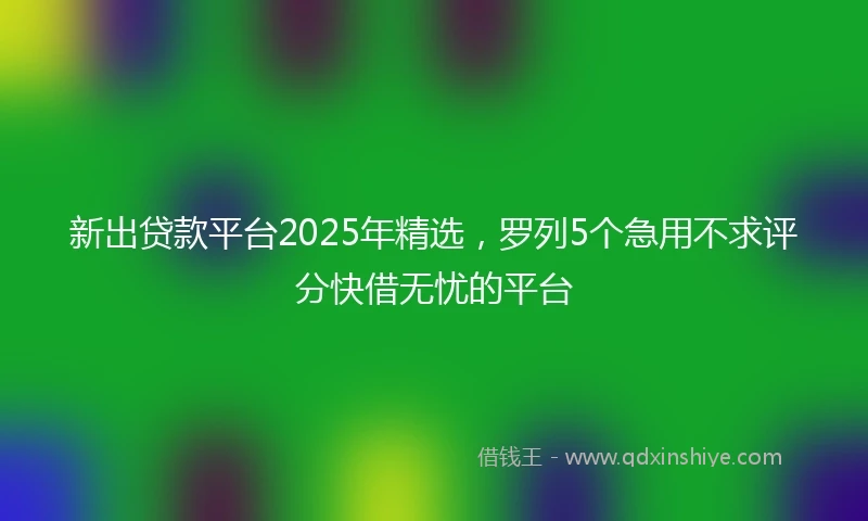 新出贷款平台2025年精选，罗列5个急用不求评分快借无忧的平台