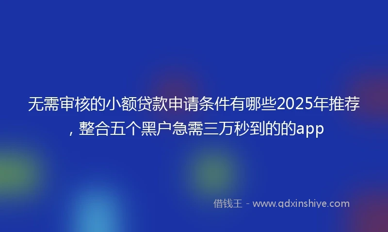 无需审核的小额贷款申请条件有哪些2025年推荐，整合五个黑户急需三万秒到的的app