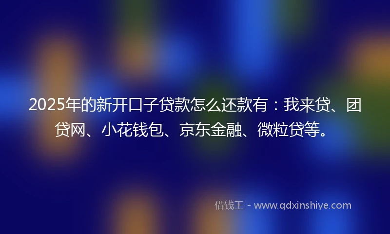 2025年的新开口子贷款怎么还款有：我来贷、团贷网、小花钱包、京东金融、微粒贷等。