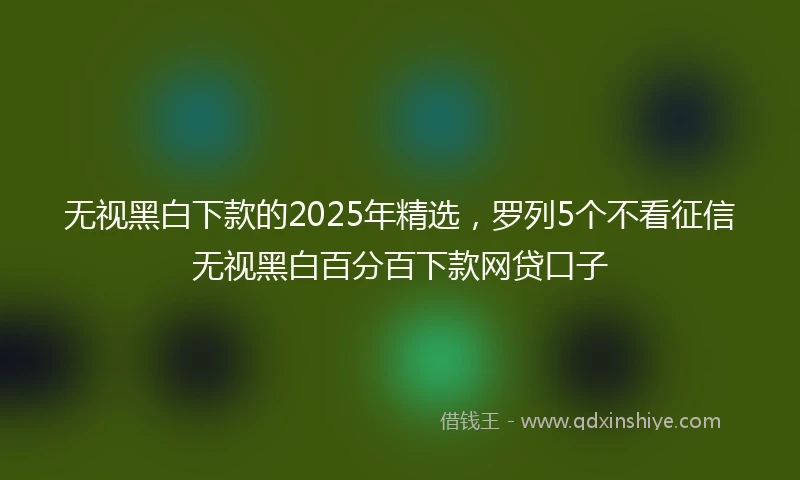 无视黑白下款的2025年精选，罗列5个不看征信无视黑白百分百下款网贷口子