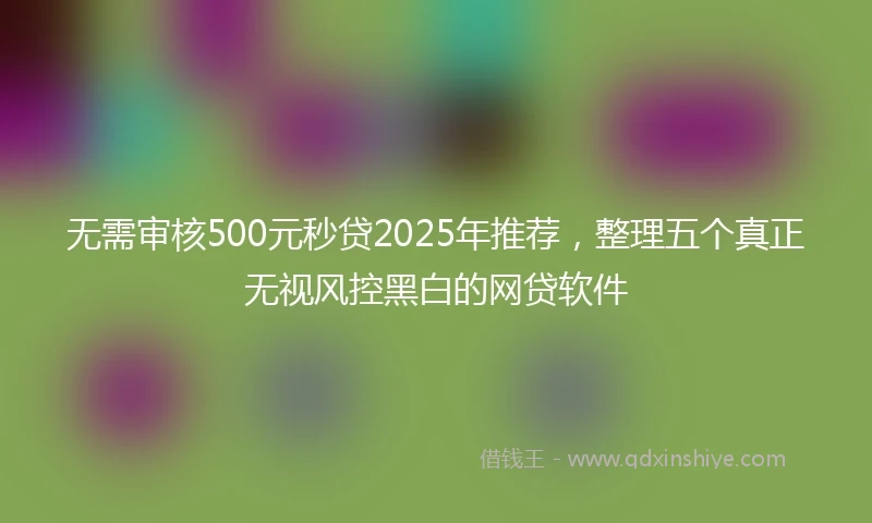 无需审核500元秒贷2025年推荐,整理五个真正无视风控黑白的网贷软件