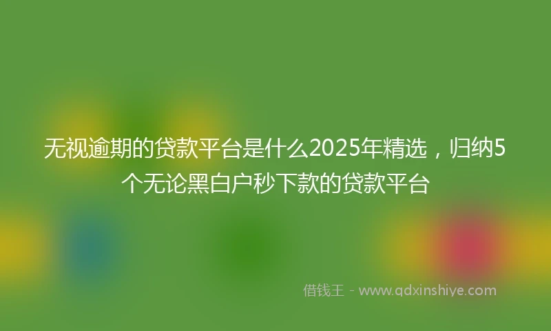 无视逾期的贷款平台是什么2025年精选，归纳5个无论黑白户秒下款的贷款平台