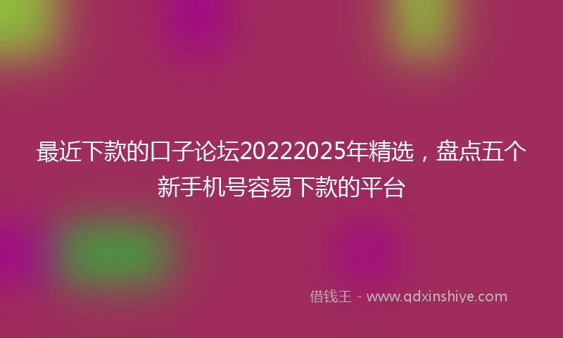 最近下款的口子论坛20222025年精选,盘点五个新手机号容易下款的平台
