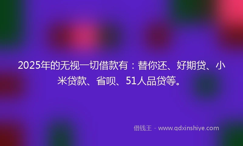 2025年的无视一切借款有：替你还、好期贷、小米贷款、省呗、51人品贷等。