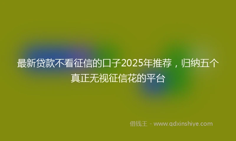 最新贷款不看征信的口子2025年推荐，归纳五个真正无视征信花的平台