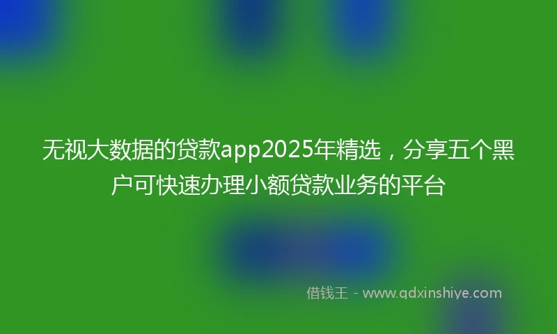 无视大数据的贷款app2025年精选，分享五个黑户可快速办理小额贷款业务的平台