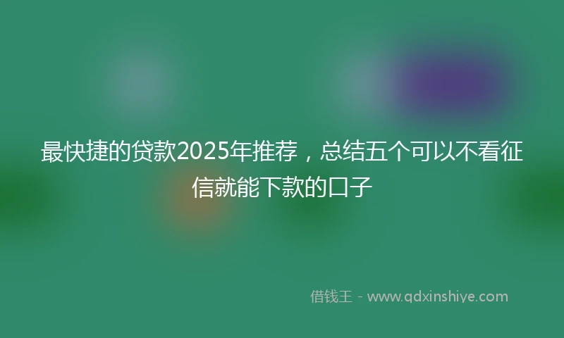 最快捷的贷款2025年推荐，总结五个可以不看征信就能下款的口子