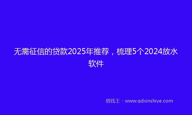 无需征信的贷款2025年推荐，梳理5个2024放水软件