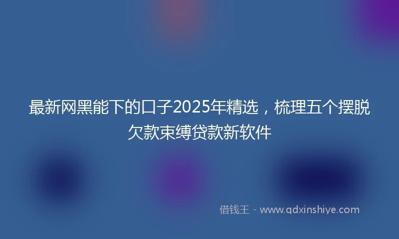 最新网黑能下的口子2025年精选，梳理五个摆脱欠款束缚贷款新软件