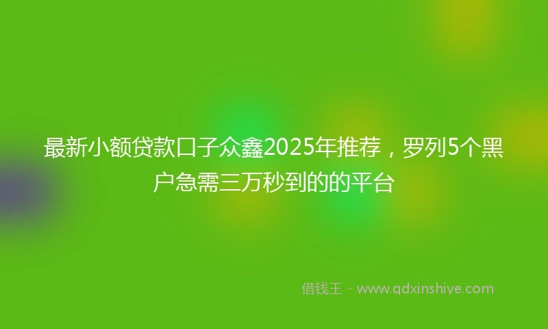 最新小额贷款口子众鑫2025年推荐，罗列5个黑户急需三万秒到的的平台