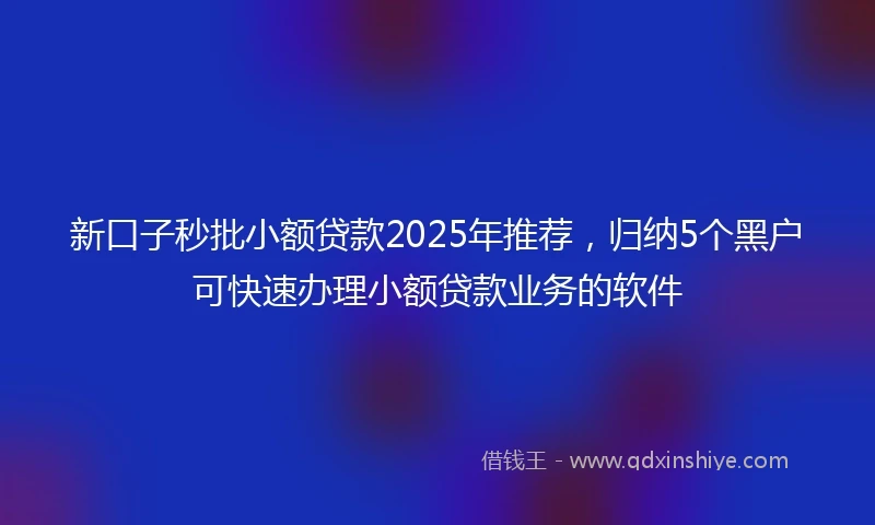 新口子秒批小额贷款2025年推荐,归纳5个黑户可快速办理小额贷款业务的软件