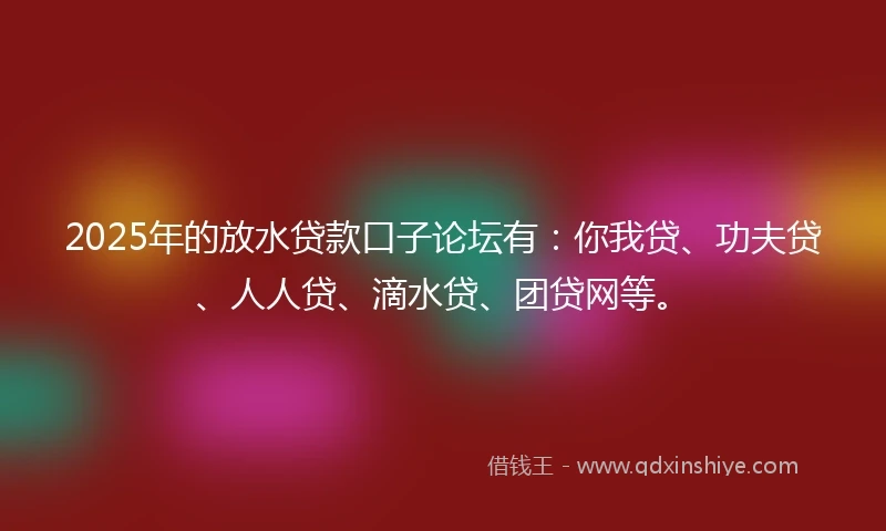 2025年的放水贷款口子论坛有：你我贷、功夫贷、人人贷、滴水贷、团贷网等。