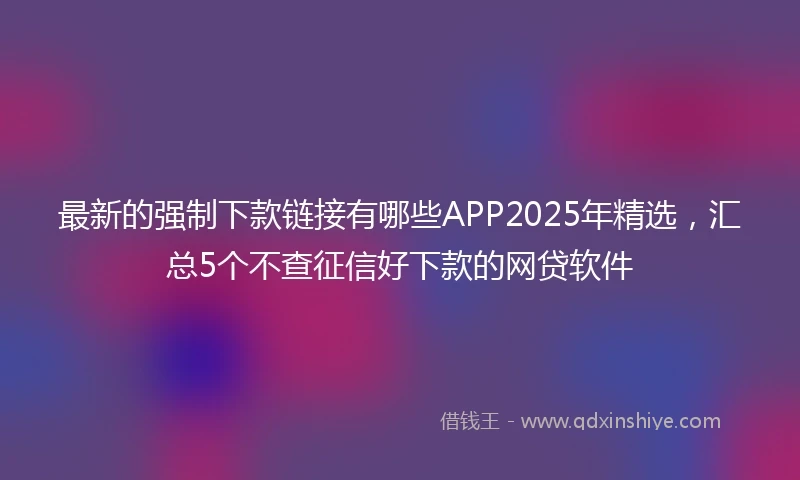 最新的强制下款链接有哪些APP2025年精选,汇总5个不查征信好下款的网贷软件