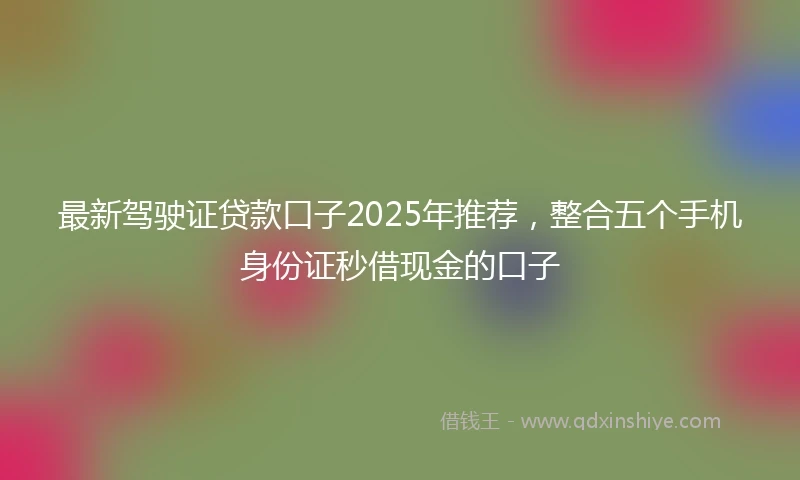 最新驾驶证贷款口子2025年推荐，整合五个手机身份证秒借现金的口子