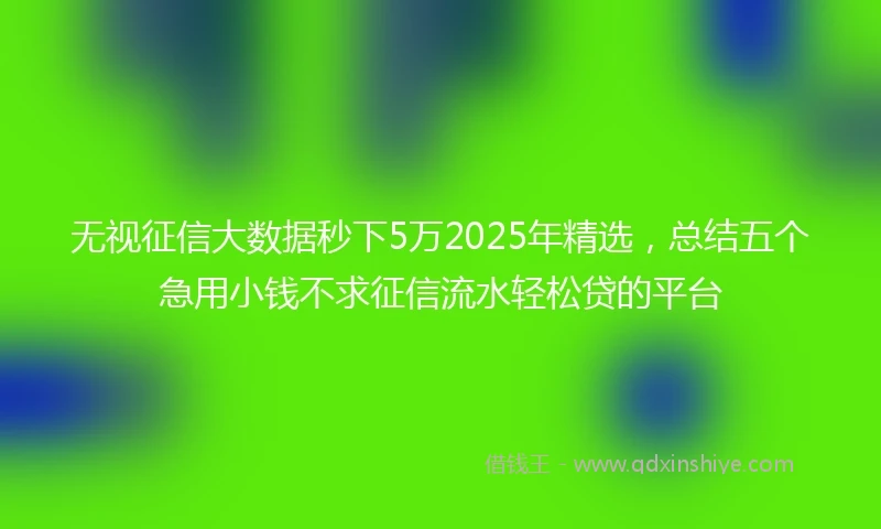 无视征信大数据秒下5万2025年精选，总结五个急用小钱不求征信流水轻松贷的平台