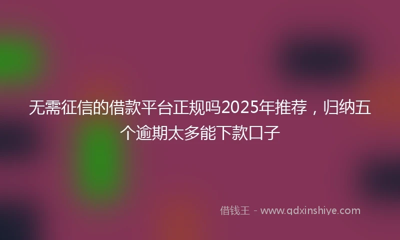 无需征信的借款平台正规吗2025年推荐,归纳五个逾期太多能下款口子