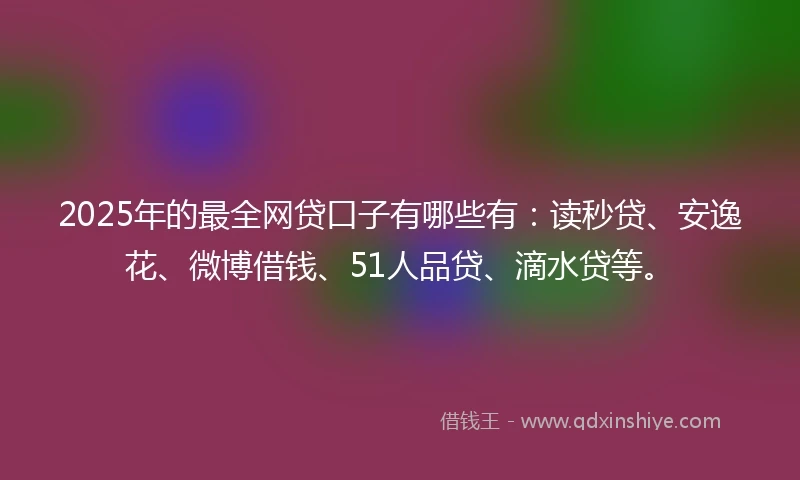 2025年的最全网贷口子有哪些有：读秒贷、安逸花、微博借钱、51人品贷、滴水贷等。