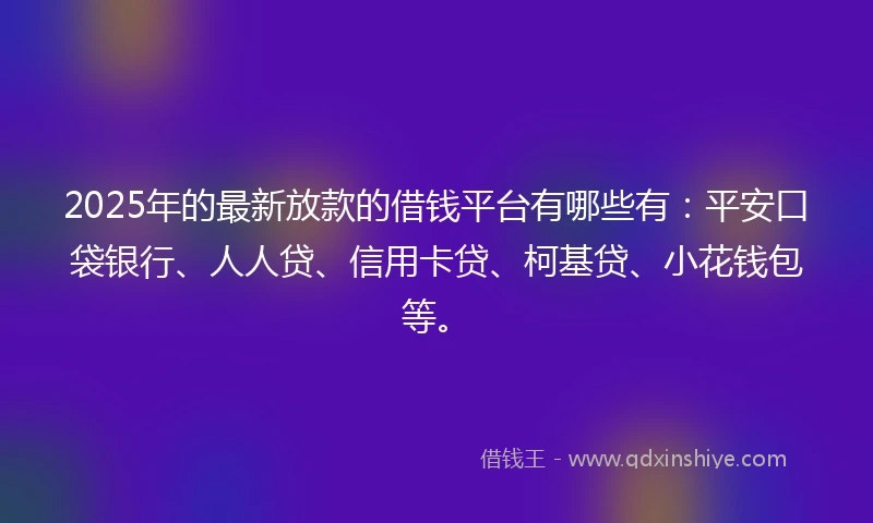 2025年的最新放款的借钱平台有哪些有：平安口袋银行、人人贷、信用卡贷、柯基贷、小花钱包等。