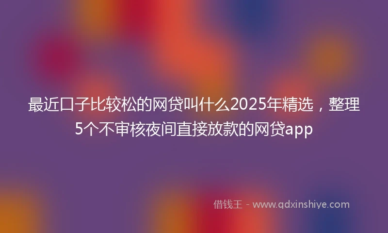 最近口子比较松的网贷叫什么2025年精选,整理5个不审核夜间直接放款的网贷app