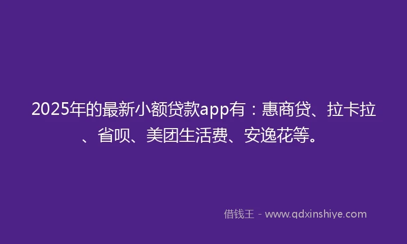2025年的最新小额贷款app有:惠商贷、拉卡拉、省呗、美团生活费、安逸花等。