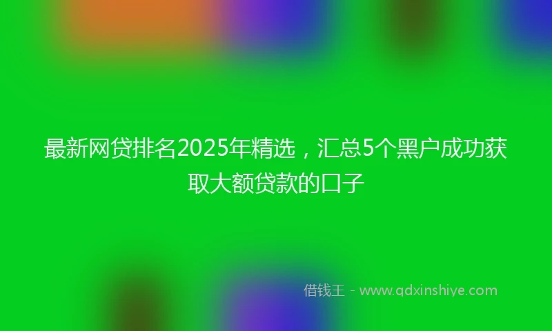 最新网贷排名2025年精选，汇总5个黑户成功获取大额贷款的口子