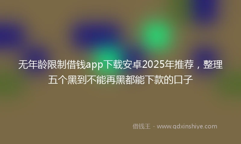 无年龄限制借钱app下载安卓2025年推荐，整理五个黑到不能再黑都能下款的口子
